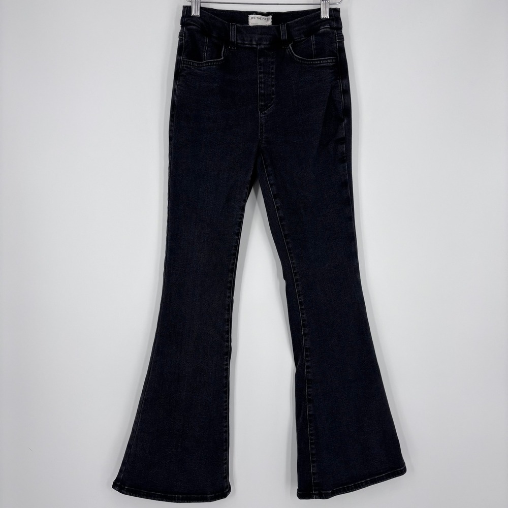 We The Free‎ CRVY Flare Jeans Womens S Black High Rise Penny Pull On Boho